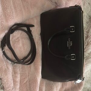 Coach Black Satchel with Silver Accents